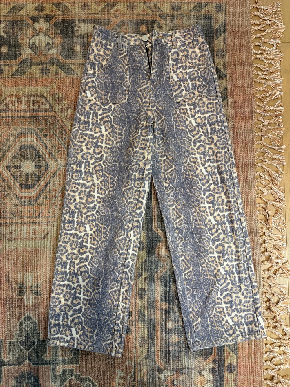 VICI Leopard Print High-Waist Wide Leg Pants
